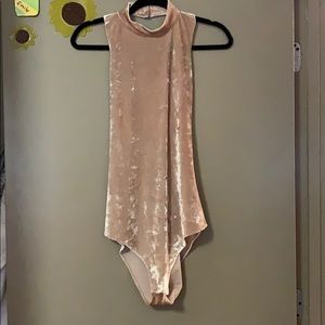 Crushed Velvet Open Back Body Suit